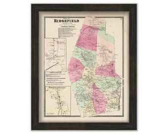 RIDGEFIELD, Connecticut Map 1867