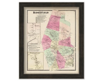 RIDGEFIELD, Connecticut Map 1867