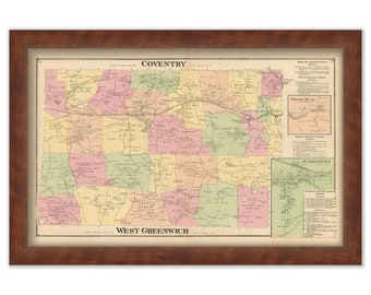 COVENTRY and WEST GREENWICH, Rhode Island 1870 Map