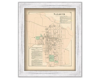 NAZARETH, Pennsylvania 1872 Map - Replica or Genuine Original