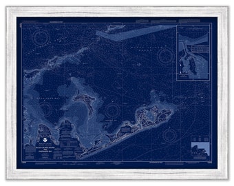 MONTAUK and GARDINIER BAY, Long Island, New York - Nautical Chart Blueprint published in 2017