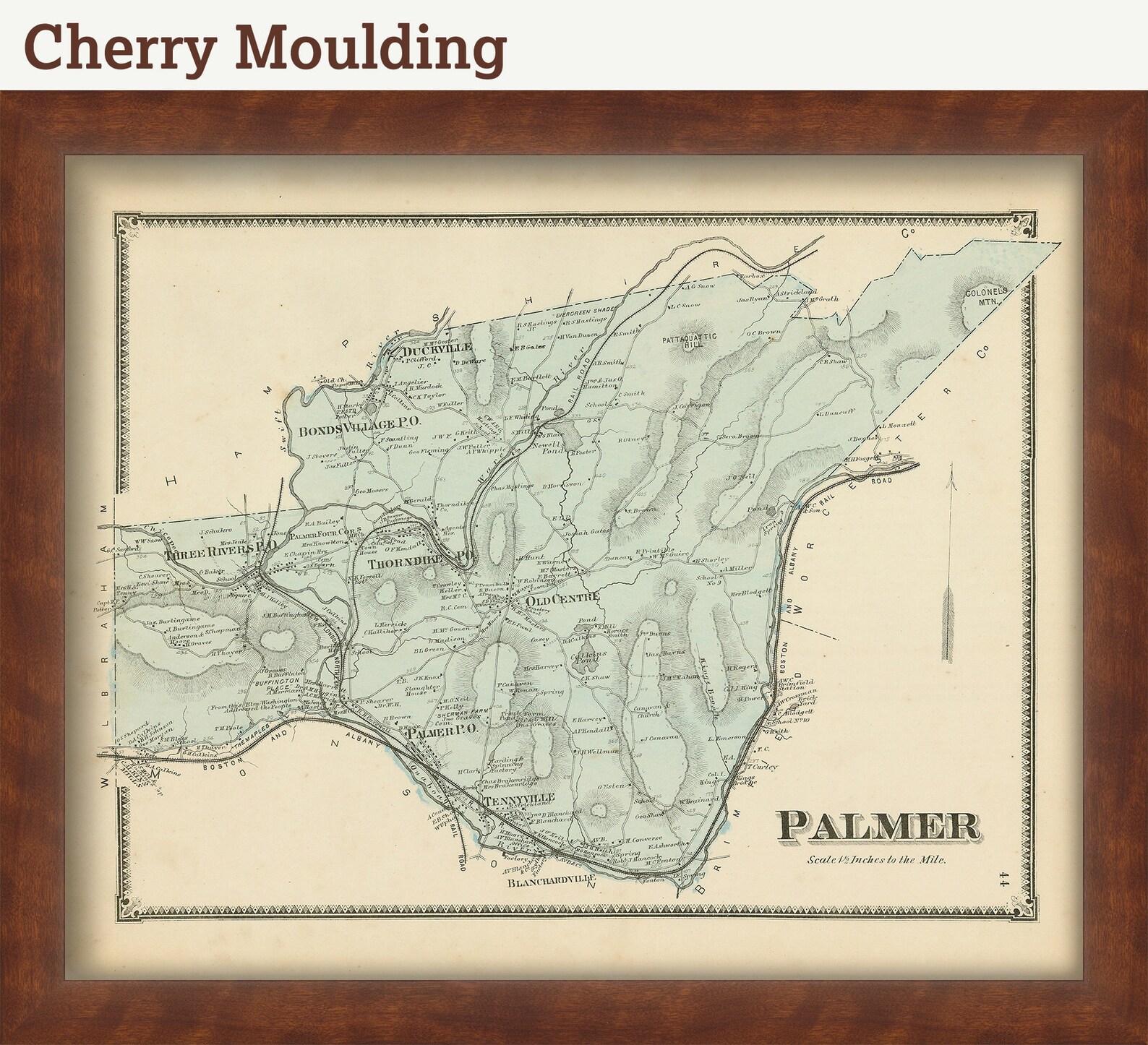 Town of PALMER Massachusetts 1870 Map Etsy