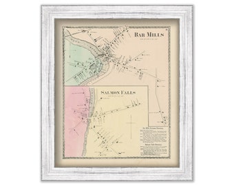 Villages of BAR MILLS and SALMON Falls, Maine 1872 Map