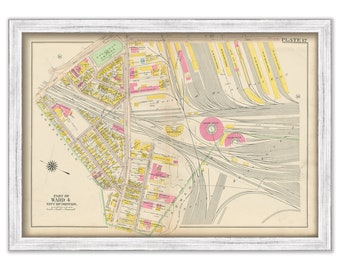 CHARLESTOWN, Massachusetts 1912 map, Plate 17 - SULLIVAN SQUARE - Replica or Genuine Original