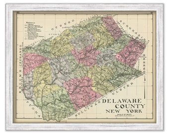 DELAWARE County, New York 1912 Map, Replica or GENUINE ORIGINAL