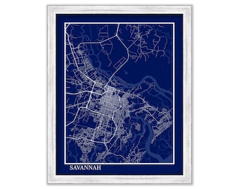 SAVANNAH, Georgia  - Contemporary Map Poster Blueprint