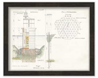 BALTIMORE HARBOR LIGHTHOUSE, Baltimore, Maryland  - Drawing and Plan of the Lighthouse as it was Proposed in 1897.