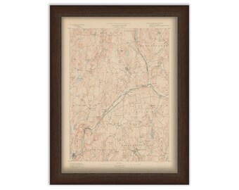 Barre, Oakham, Brookfield and Petersham, Massachusetts 1890 - Topographic Map - Replica and Genuine Original