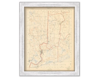 Westerly, Richmond, Hopkinton, Exeter and Charlestown, Rhode Island 1891 Topographic Map - Replica or Genuine Original