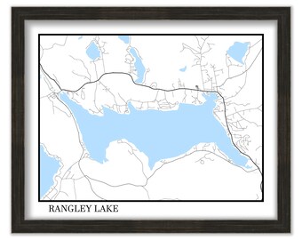 RANGLEY LAKE, Maine -  Contemporary Map Poster