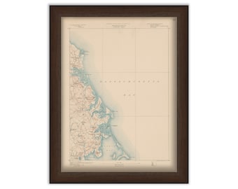 MARSHFIELD, SCITUATE and DUXBURY, Massachusetts 1890 - Topographic Map - Replica and Genuine Original