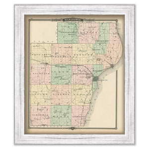 MANITOWOC COUNTY, Wisconsin 1878 Map, Replica or Genuine Original
