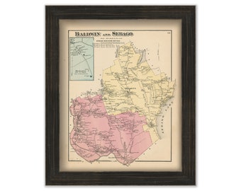 SEBAGO and BALDWIN, Maine 1871 Map, Replica or Genuine ORIGINAL