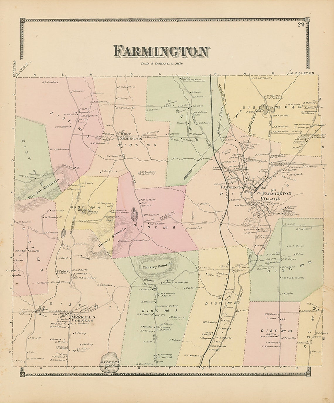 FARMINGTON New Hampshire 1871 Map Replica or GENUINE Etsy