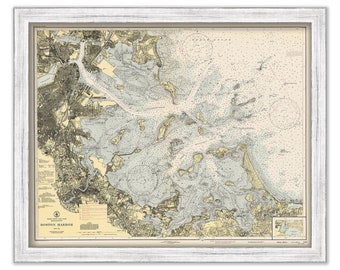 BOSTON HARBOR, Massachusetts - 1944 Nautical Chart