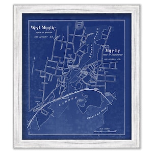 MYSTIC, Connecticut - 1893 Map Blueprint