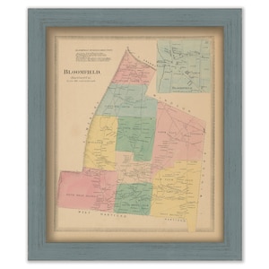 BLOOMFIELD, Connecticut, 1869 Map, Replica or GENUINE ORIGINAL