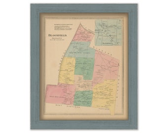 BLOOMFIELD, Connecticut, 1869 Map, Replica or GENUINE ORIGINAL