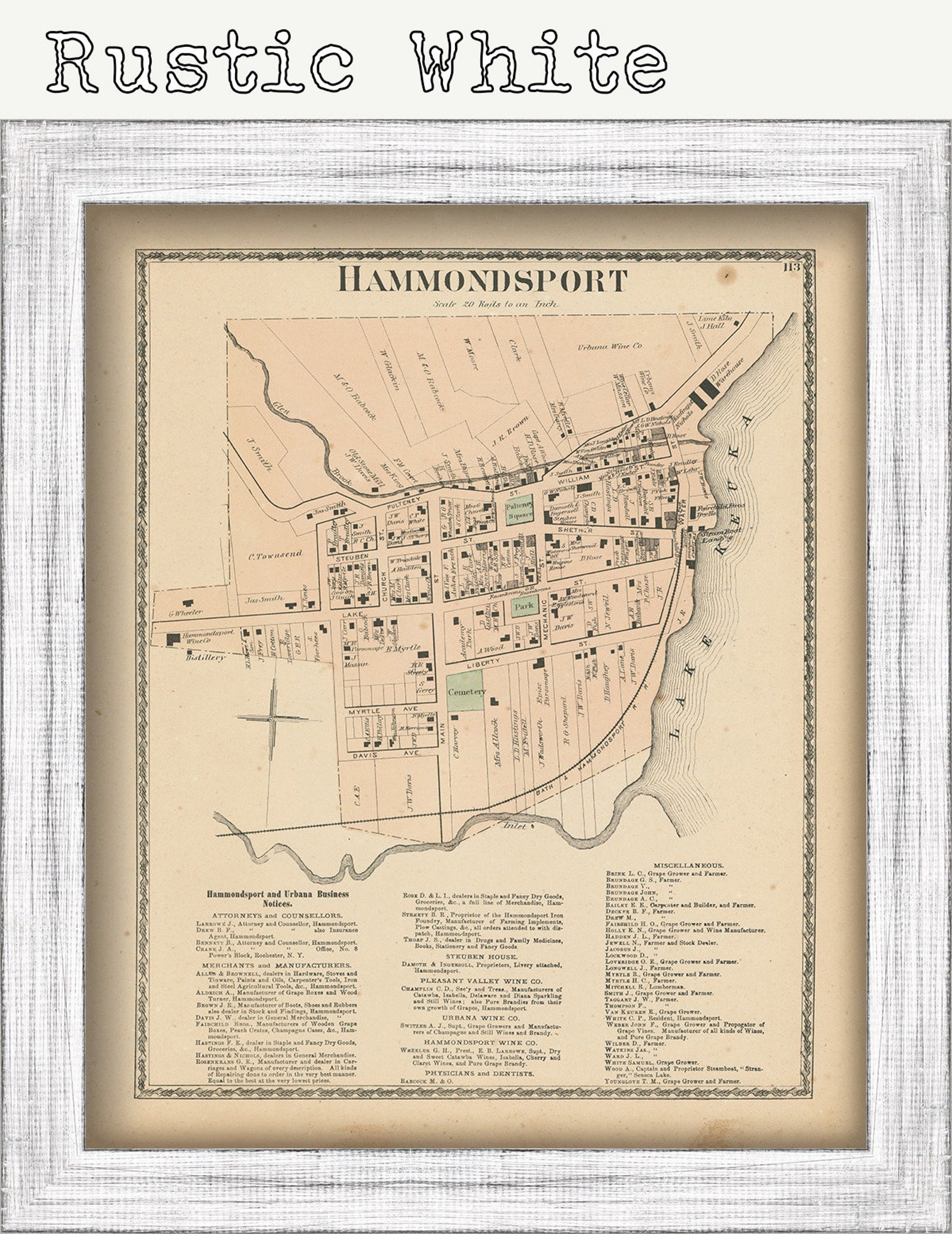 HAMMONDSPORT New York 1873 Map Replica or Genuine ORIGINAL Etsy