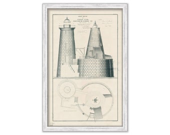 WHALEBACK LIGHTHOUSE, Portsmouth, New Hampshire - Drawing and Plan of the Lighthouse as it was in 1872