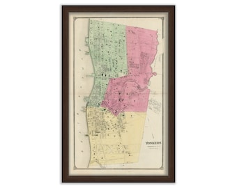 Village of YONKERS, New York 1868 Map