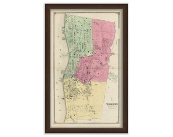 Village of YONKERS, New York 1868 Map