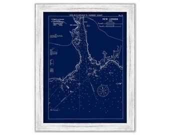 New London, Connecticut - Blue Print - Nautical Chart by George W. Eldridge 1901