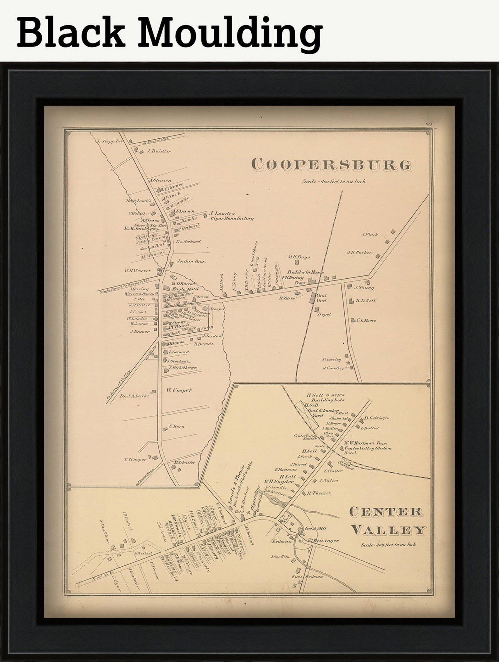 COOPERSBURG and CENTER VALLEY Pennsylvania 1876 Map Replica Etsy