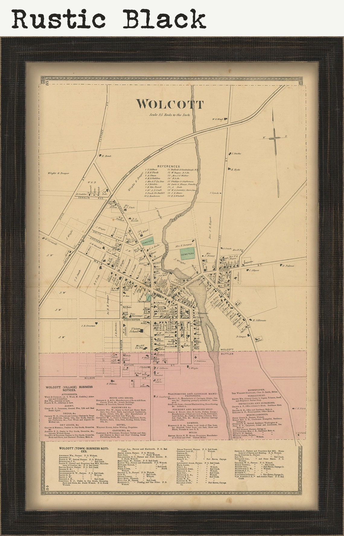 Village of WOLCOTT New York 1874 Map Replica and GENUINE Etsy