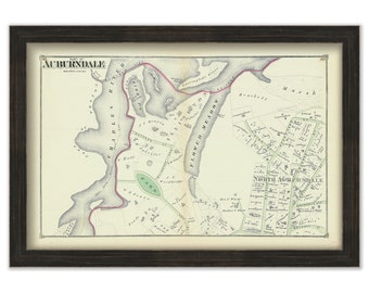 City of NEWTON, AUBURNDALE, Massachusetts 1874 Map