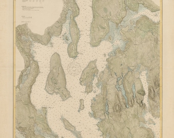 MOUNT DESERT ISLAND and Blue Hill Bay, Maine 1915 Nautical Chart