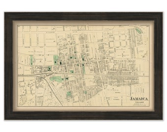 Jamaica Village, New York 1873 Map, Replica and GENUINE ORIGINAL