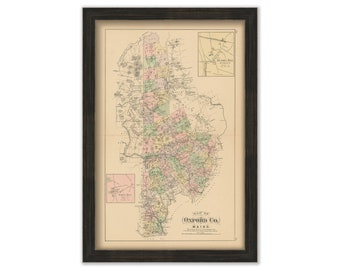 OXFORD County, Maine 1890 Map, Replica or GENUINE ORIGINAL