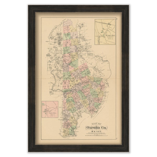 OXFORD County, Maine 1890 Map, Replica or GENUINE ORIGINAL
