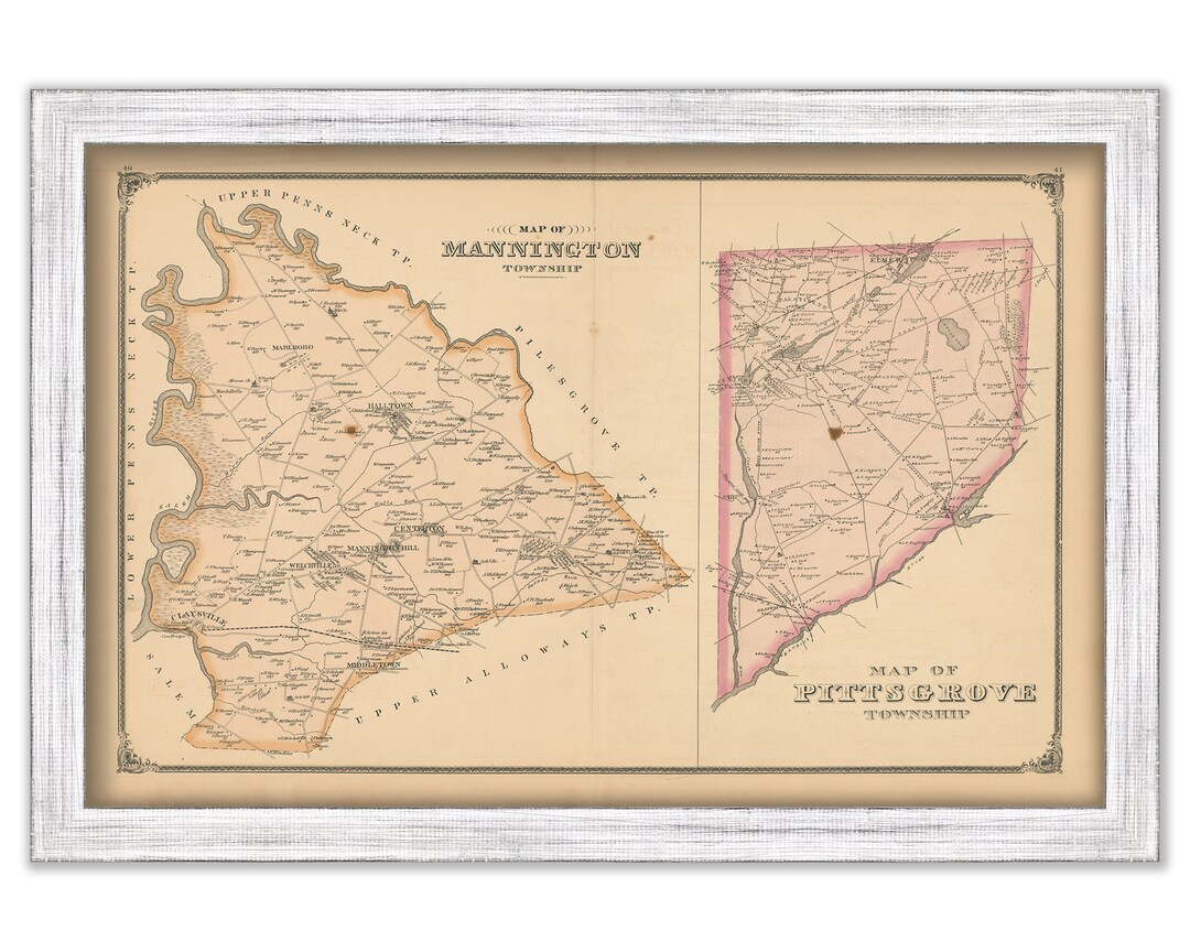 MANNINGTON and PITTSGROVE, New Jersey 1879 Map Etsy.de