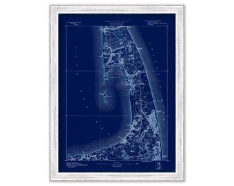 WELLFLEET, TRURO and EASTHAM, Massachusetts 1890 - Topographic Map - Blueprint Version