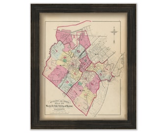 ROXBURY, Massachusetts 1873  Index Map,  - Replica or GENUINE ORIGINAL