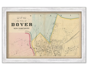 City of DOVER, New Hampshire 1871 Map, Replica or GENUINE ORIGINAL