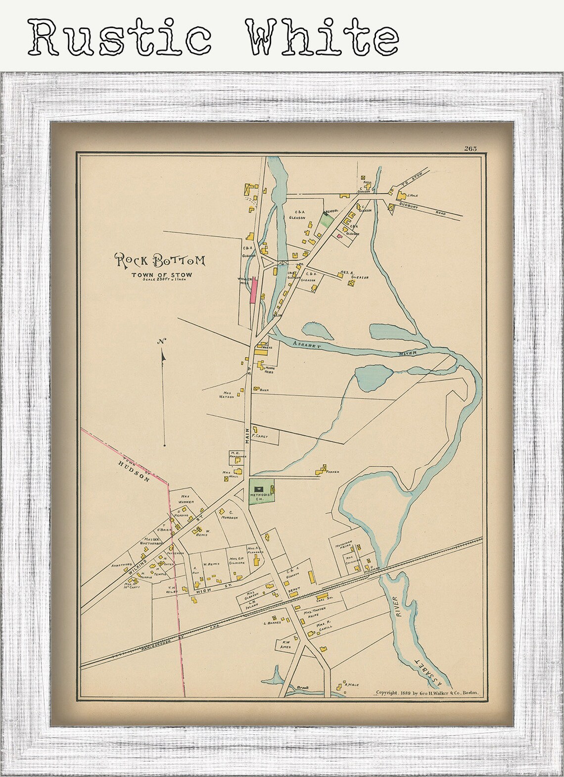 STOW Massachusetts 1889 Map Replica or Genuine Original Etsy