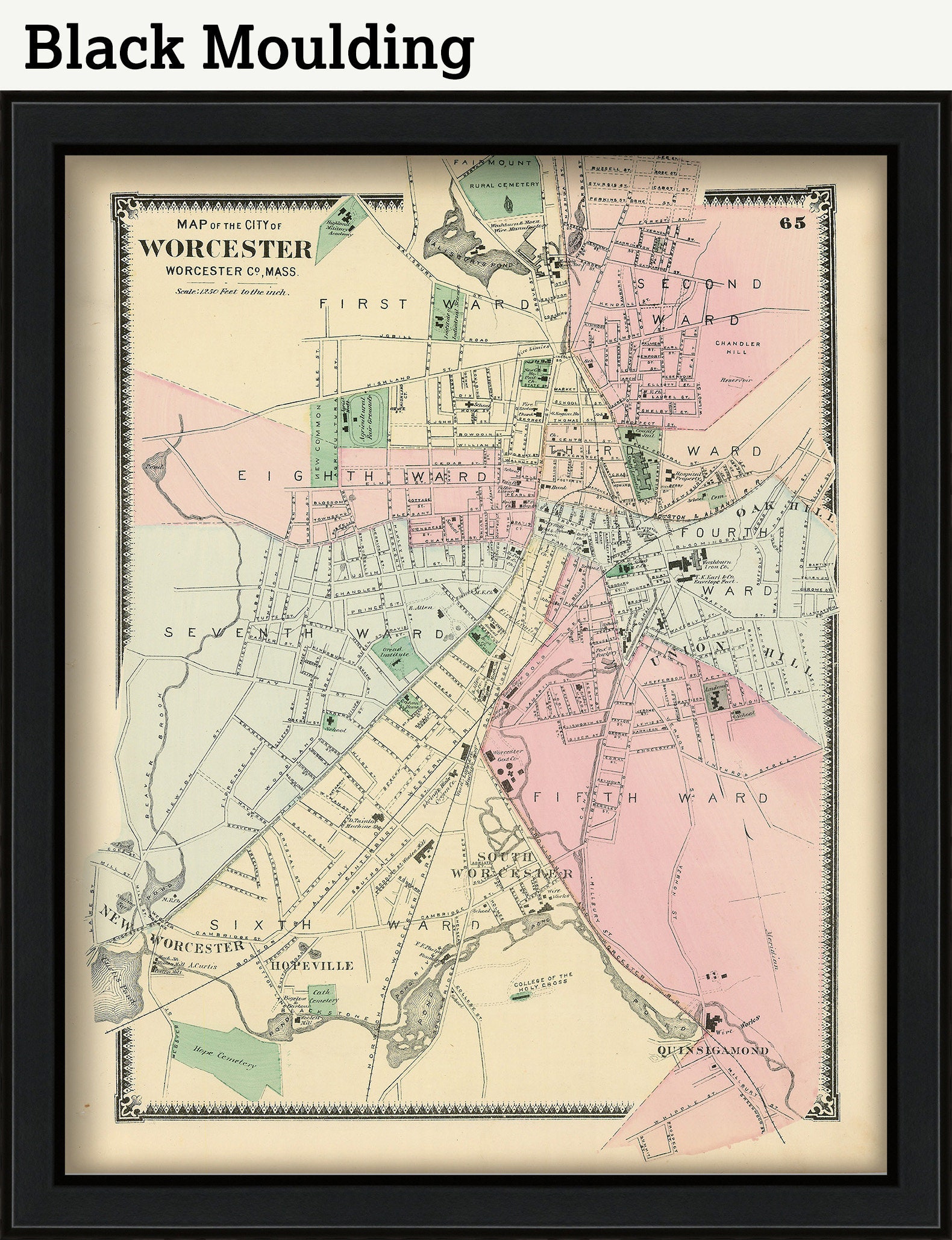 City of WORCESTER, Massachusetts 1870 Map
