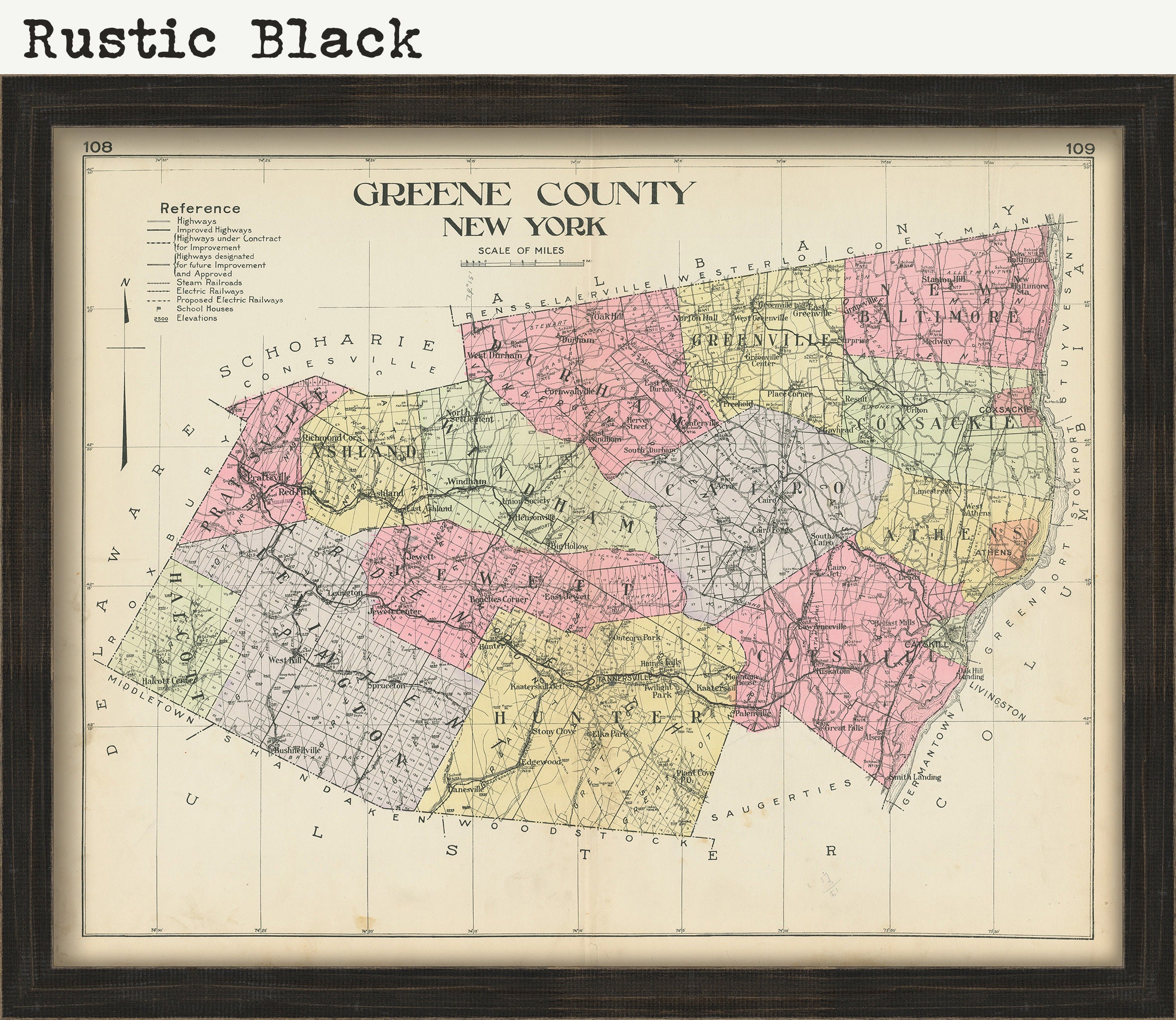 GREEN County New York 1912 Map Replica or GENUINE ORIGINAL Etsy