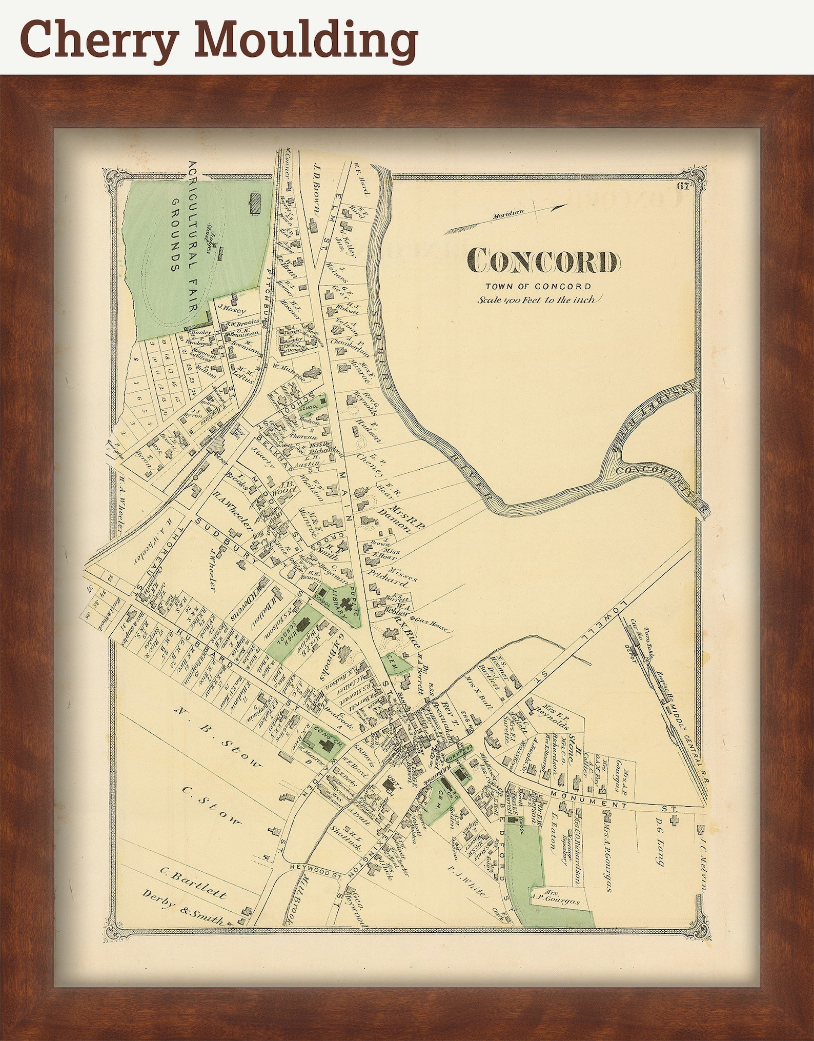 CONCORD Massachusetts 1875 Map Replica or Genuine ORIGINAL - Etsy