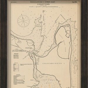 Edgartown Martha's Vineyard Nautical Chart by George W. - Etsy