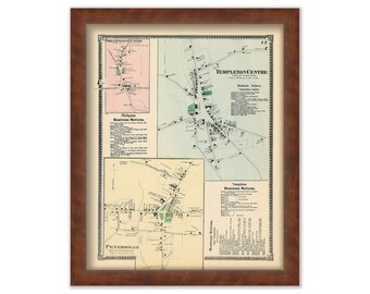Village of TEMPLETON, Massachusetts 1870 Map