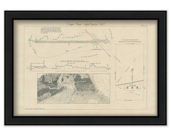 CAPE FEAR LIGHTHOUSE, Bald Head Island, North Carolina  - Site Plan for location of the Lighthouse 1900