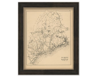 Railroad Map of Maine 1890, Replica or GENUINE ORIGINAL