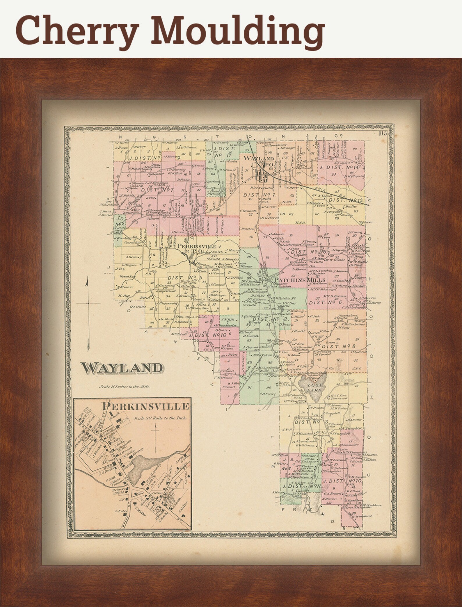 WAYLAND New York 1873 Map Replica or Genuine ORIGINAL Etsy