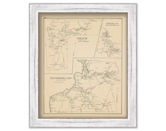 GILSUM and WESTMORELAND, New Hampshire 1892 Map, Replica or genuine ORIGINAL