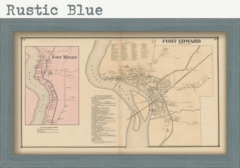 Village of FORT EDWARD New York 1866 Map Etsy