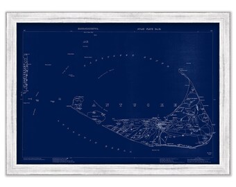 NANTUCKET, Massachusetts 1891 Map by Geo H. Walker & Co. - Blueprint Version